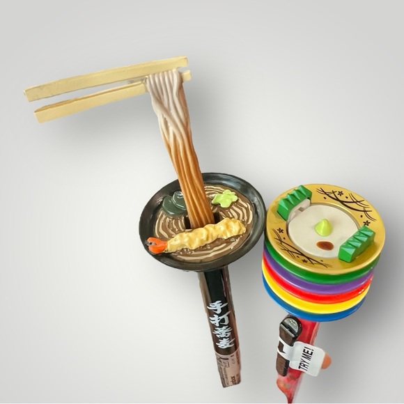 Sushi & Soba Noodle Black Ink Pen Set Of 2 Japanese Food Sample Looks REAL! New - Picture 7 of 14